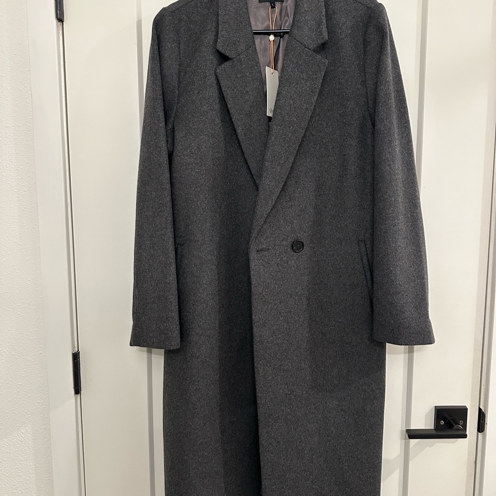 Italian Wool Classic Single-Breasted Coat  - Heather charcoal